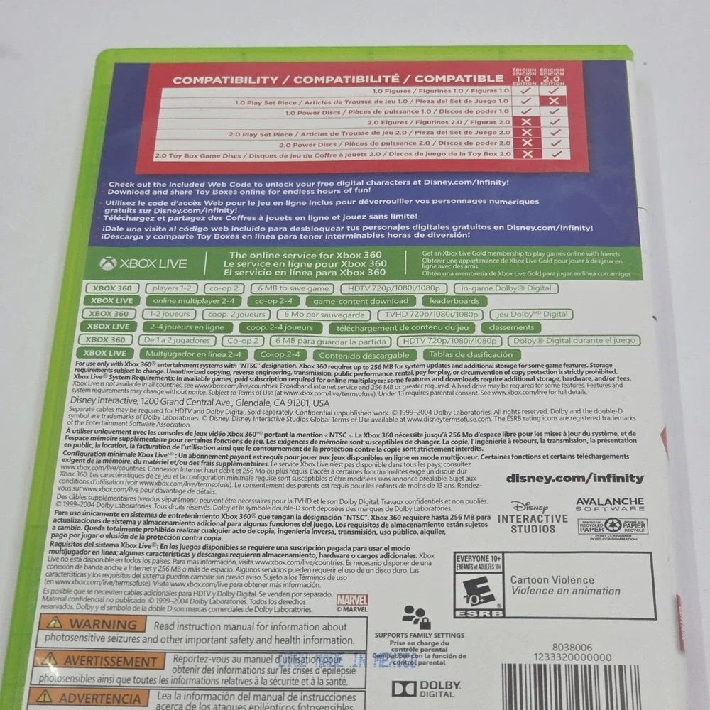 Disney Infinity 2.0 Edition Microsoft Xbox 360 Video Game Disc and Case